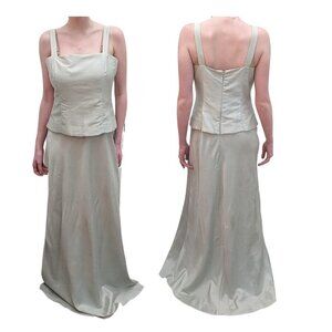 Vintage 90s JESSICA HOWARD Green Blouson Minimalist Gown Size 6